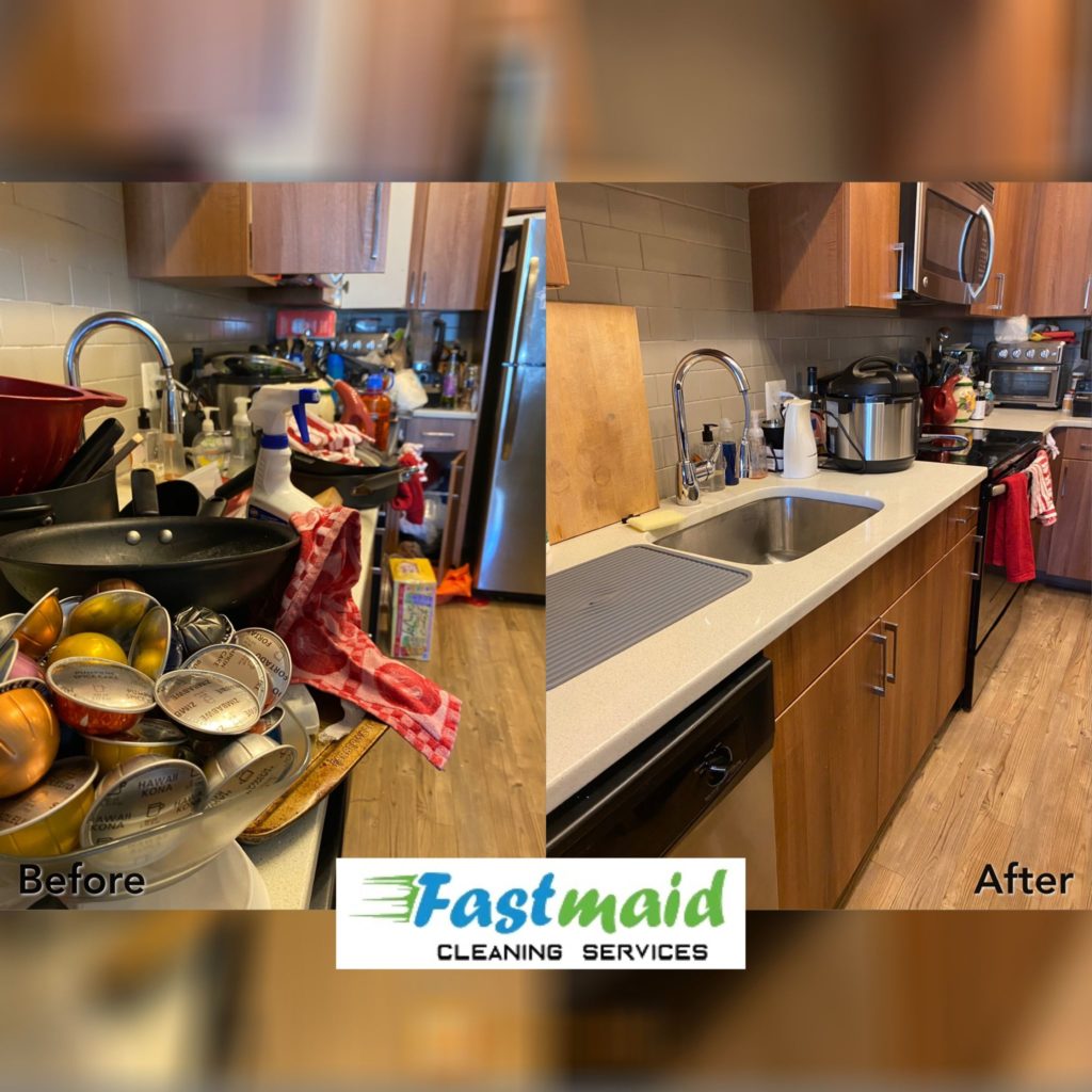 Before and after kitchen cleaning service
