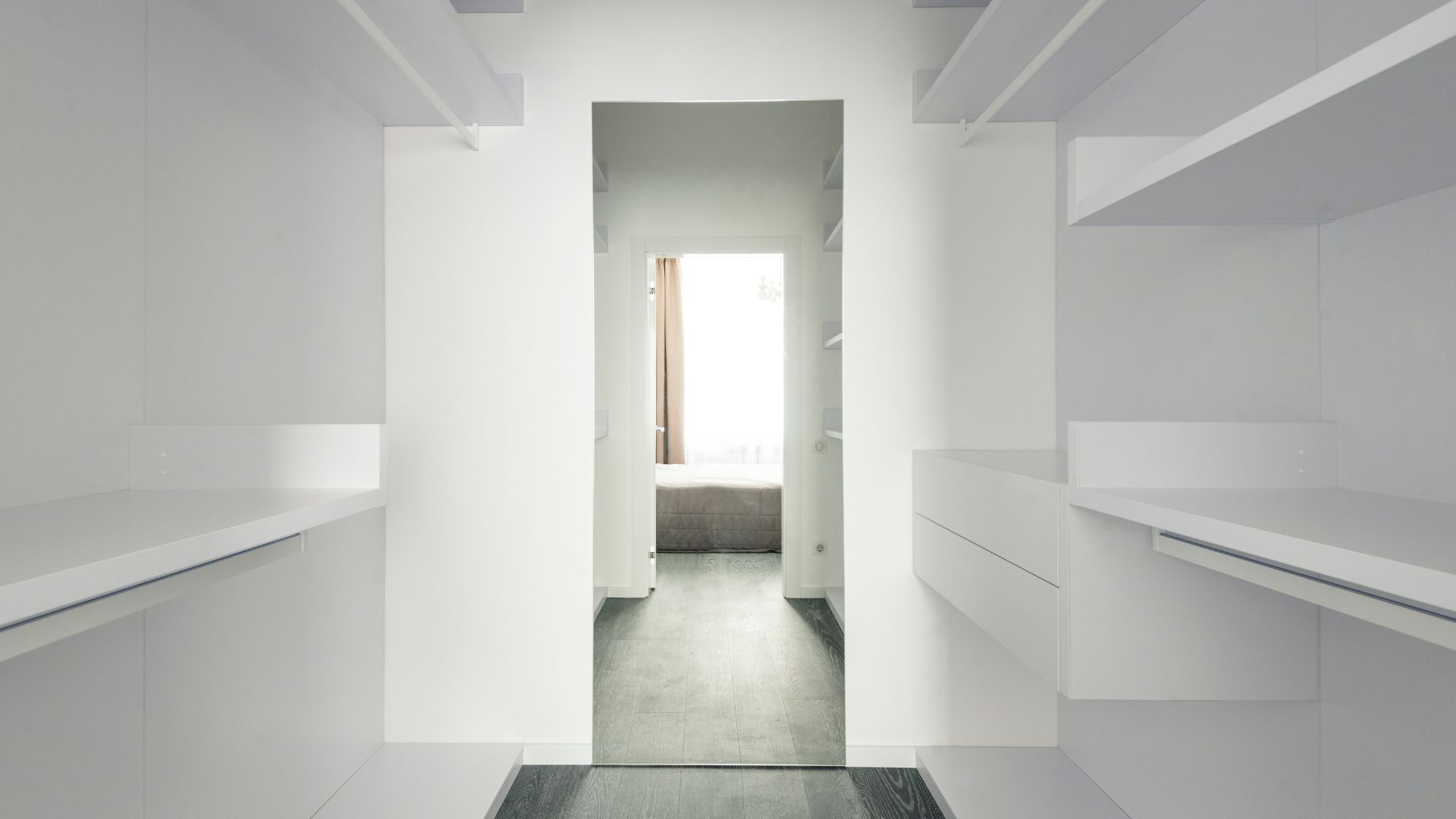 Hallway with white closet