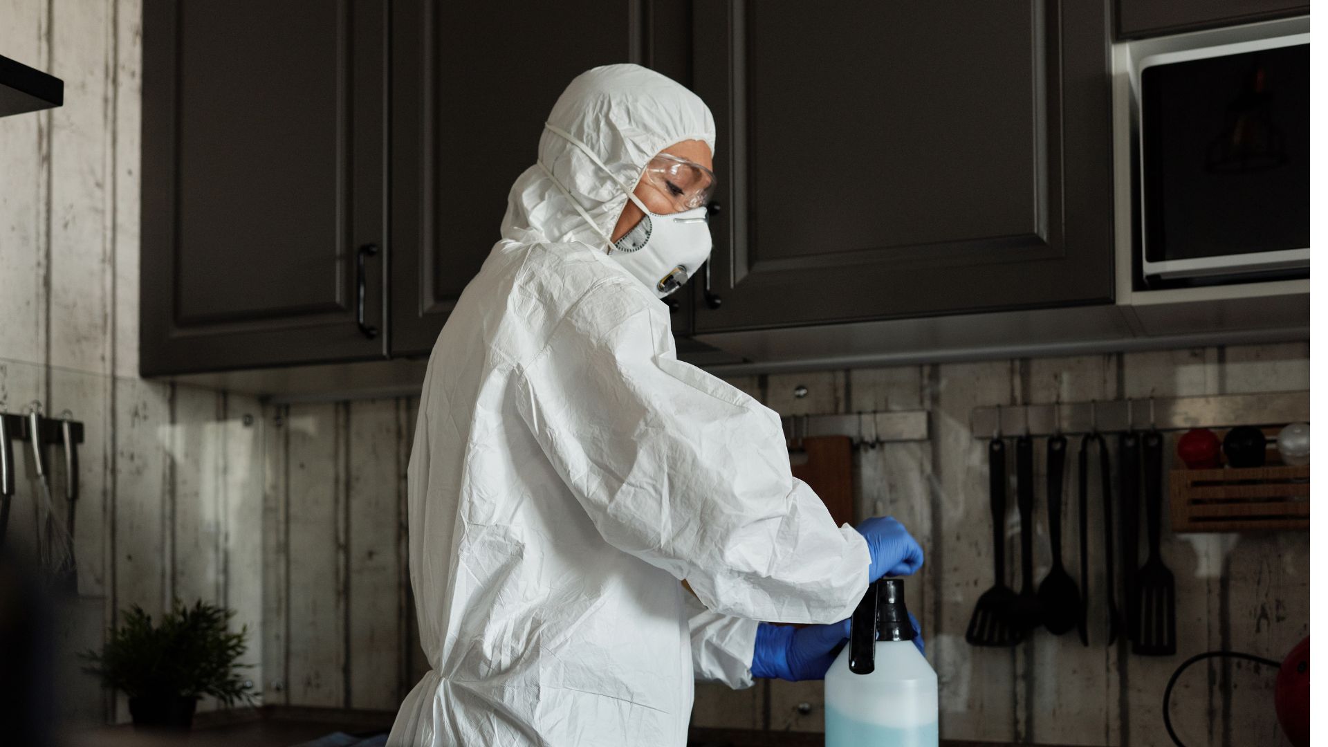 Disinfection with cleaner wearing PPE