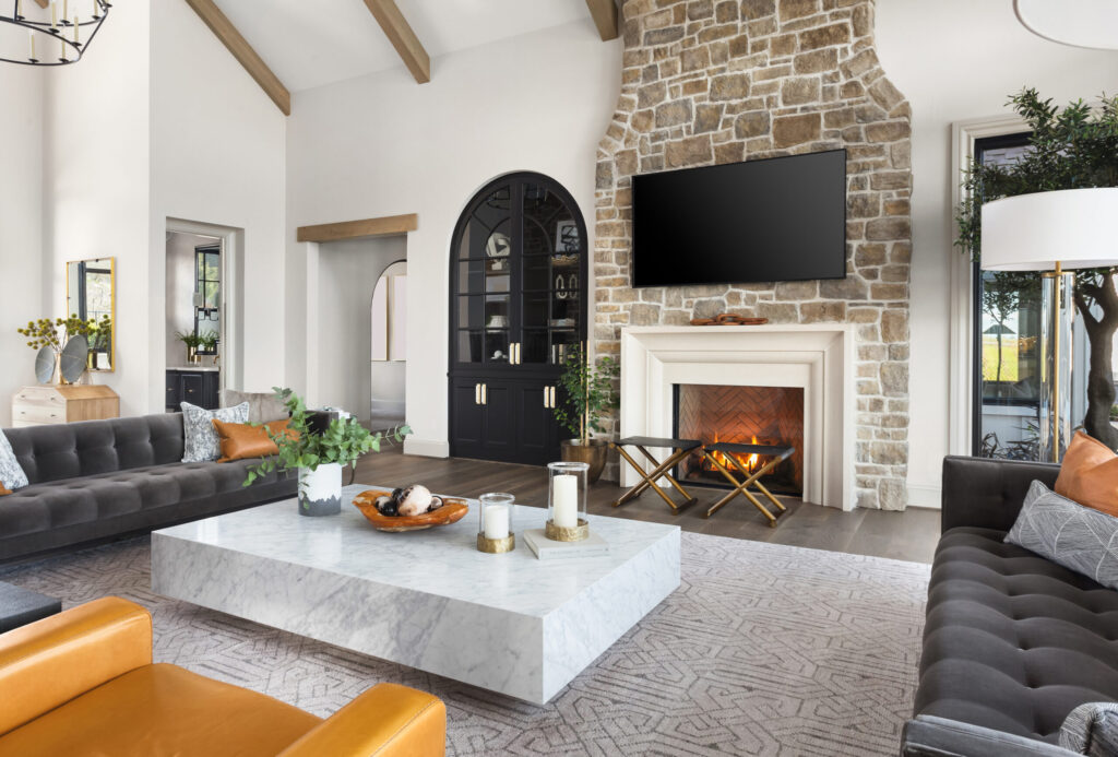 Elegant living room with fireplace