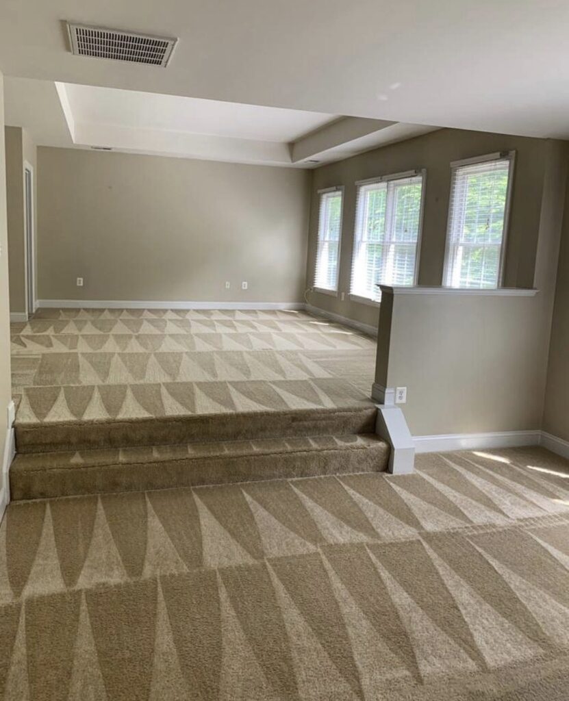 Brown carpet with stairs