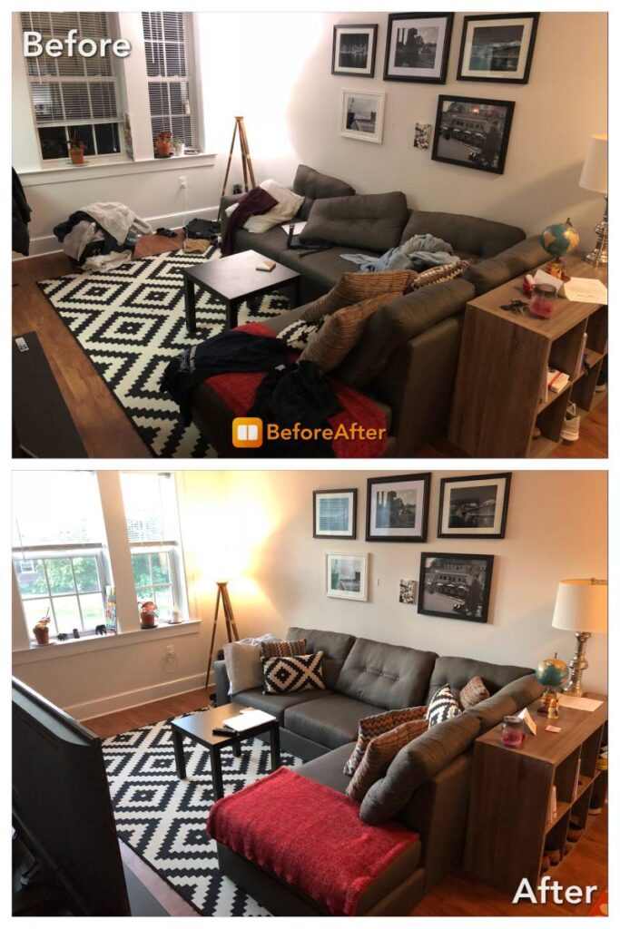 Before and after of recurring cleaning service