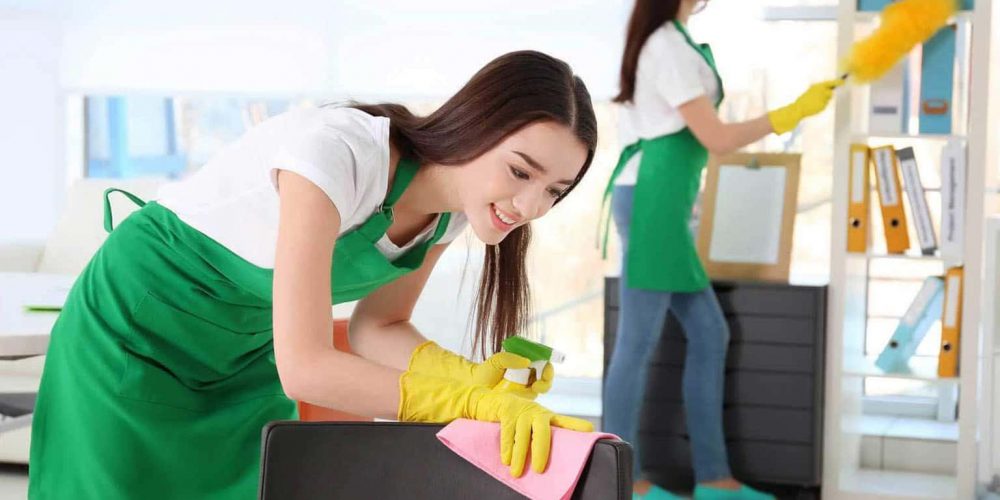 Two maids cleaning