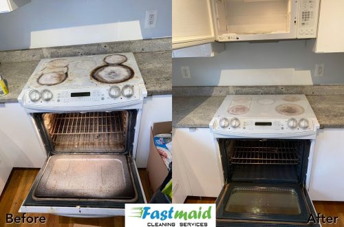 Before and after stove cleaning